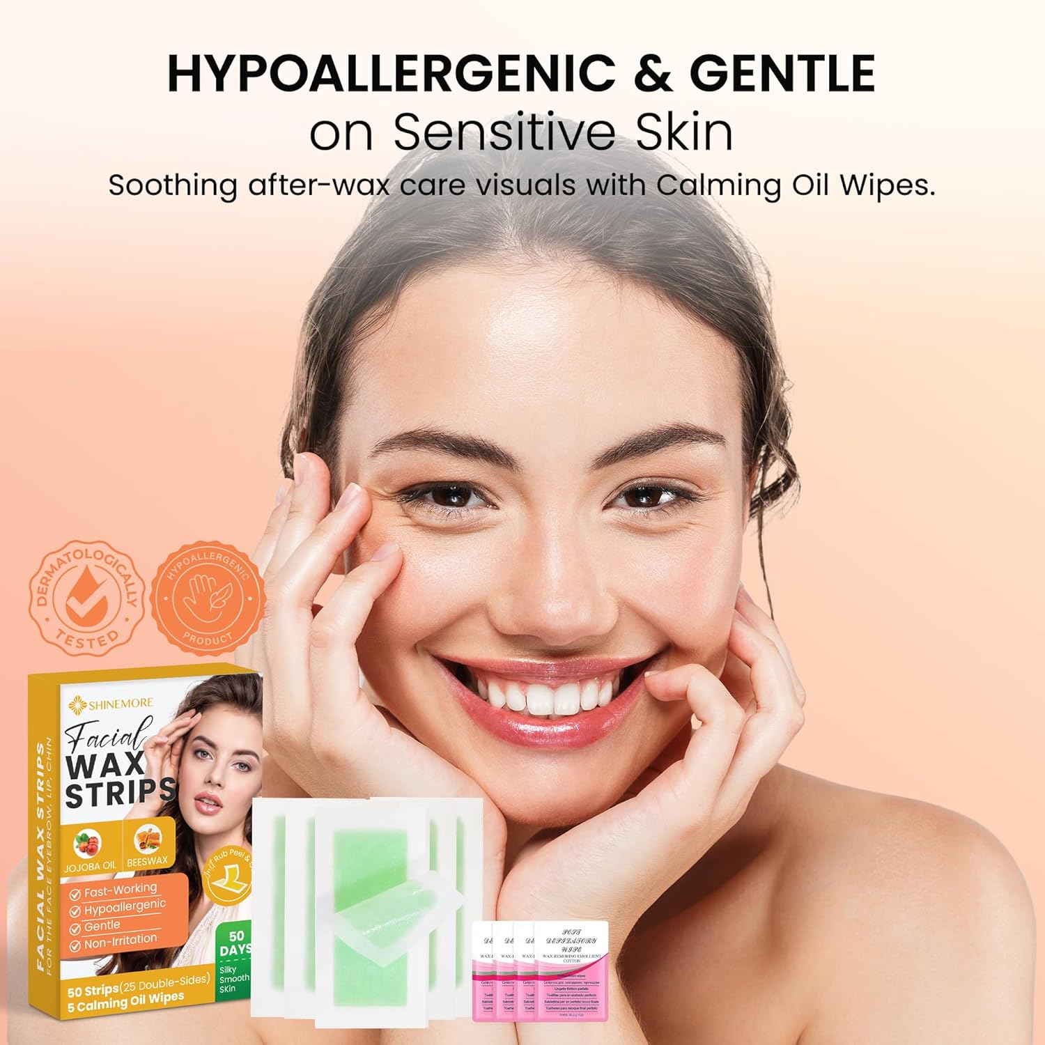 Facial Wax Strips for Hair Removal: Fast Working and Gentle for Face, Eyebrow, Upper Lip, Chin - Image 5