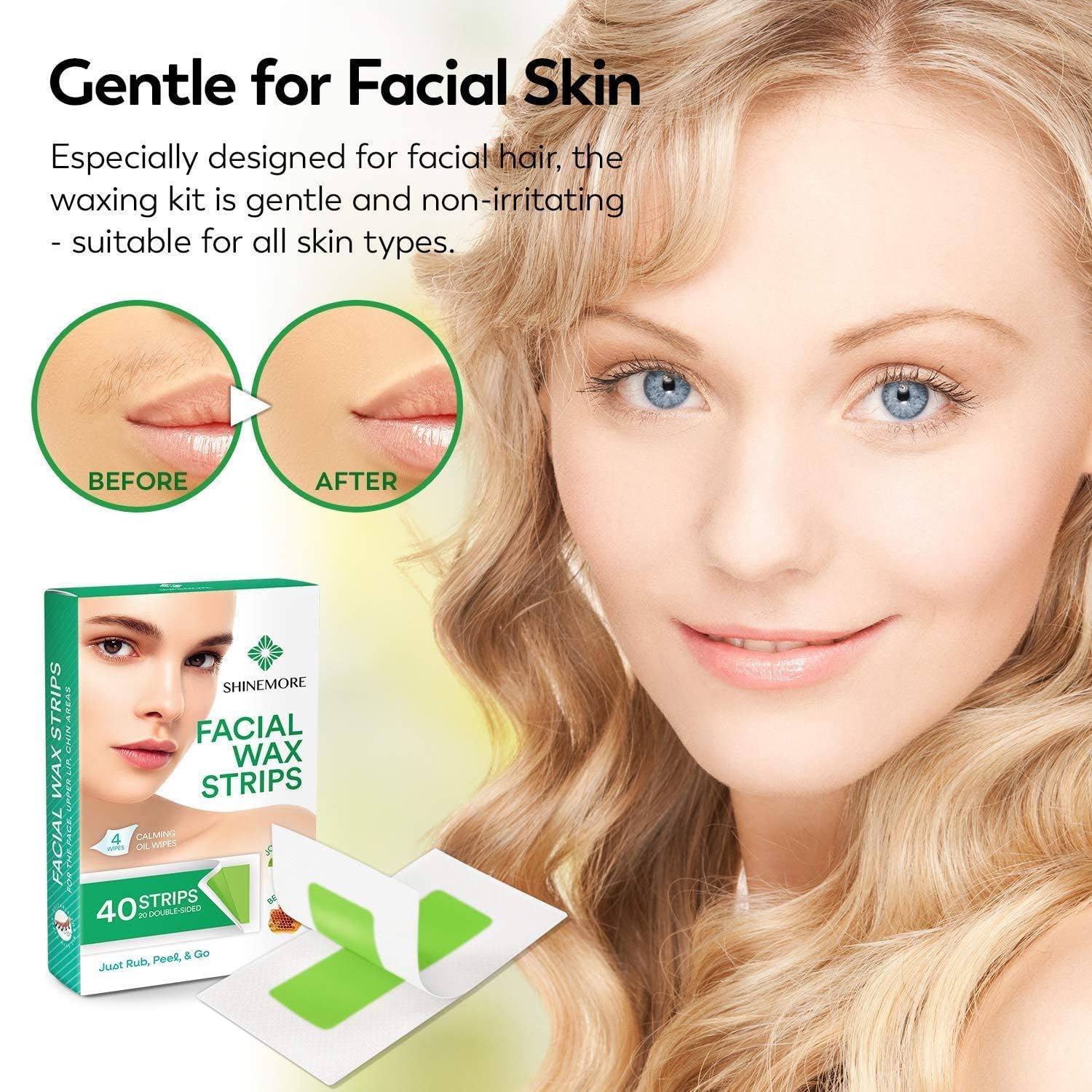 ShineMore Facial Wax Strips for hair removal - Hypoallergenic for All Skin Types - Image 3