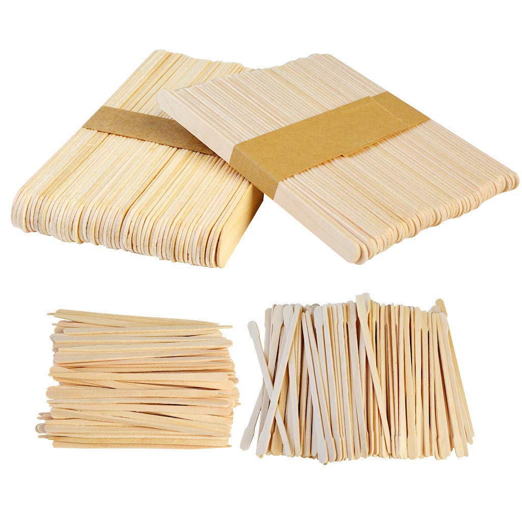 ShineMore 400pcs Wooden Wax Sticks Wax Spatulas Wax Applicator Craft Sticks for Hair Eyebrow Removal (400 Piece Assortment)